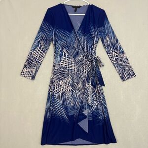 BCBGMaxAzria Patterned Long Sleeve Dress Women's Extra Small Wrap Dress